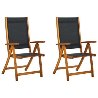 vidaXL Vidaxl - Sillas De Jard&iacute;n Plegables 2 Uds Madera De Acacia Y Textilene
