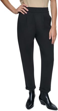 DKNY Pleated Cuffed Ponte Pants in Black at Nordstrom, Size X-Small