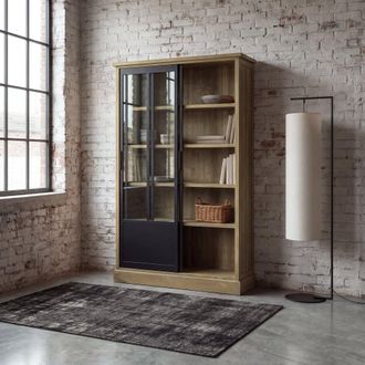 Maisons du monde Vitrina con 2 puertas de pino macizo y vidrio templado