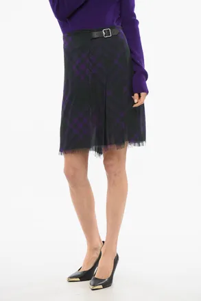 Burberry Silk Wrap Skirt with Pleats Burberry