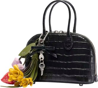 Self Portrait Crocodile-Embossed Leather Mini Bag - Black