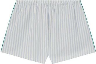 Lunya Piped Airy Cotton Pajama Shorts in Stillwater Stripe/spg Clvr at Nordstrom, Size X-Large