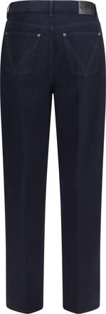 Bottega Veneta Wide-Leg Cotton With Intrecciato Patch Jeans - Navy