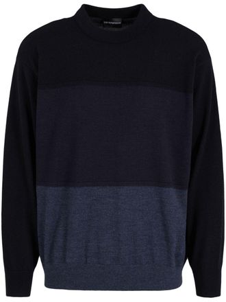 Emporio Armani colour-block virgin-wool jumper - Blue