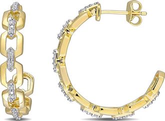 Delmar 18K Yellow Gold Plated Sterling Silver Diamond Link Hoop Earrings - 0.14ct. at Nordstrom Rack