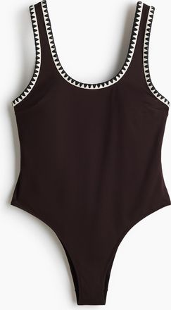 H&M Badeanzug mit wattierten Cups und High Leg - Dunkelbraun