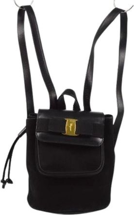 Ferragamo Pre-owned Backpacks, female, Black, Size: ONE SIZE Pre-owned Suede Backpack