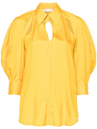 Chlo&eacute; open-shoulder silk blouse - Yellow