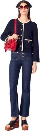 Maje Wool-blend cardigan in Navy at Nordstrom, Size Medium