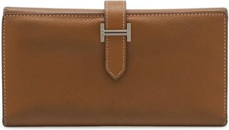 Herm&egrave;s Brown Camel Epsom Leather Long Wallet (Tri-Fold) (Pre-Owned)