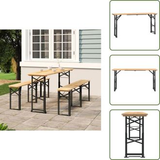 vidaXL The Living Store Tavolo Pieghevole Birreria 170x50x75/105cm Legno Massello Abete - Tavolo da birreria