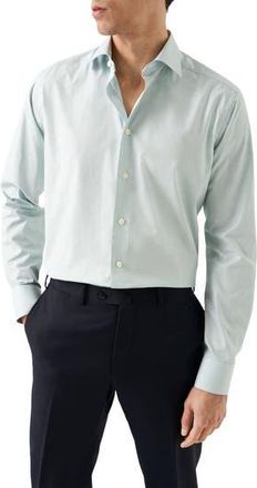 Eton Slim Fit Check Cotton Dress Shirt in Light Green at Nordstrom Rack, Size 15.5