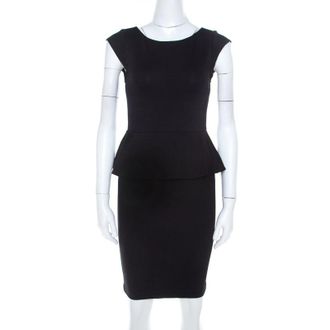 Alice & Olivia Alice + Olivia Black Stretch Knit Victoria Peplum Dress