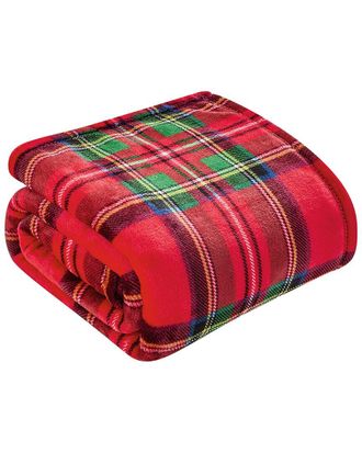 Luxury Home Classic Red Plaid Plush Throw Blanket