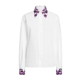 Dolce & Gabbana Shirts, female, White, Size: 2XS Casual Cotton Shirt in Blue