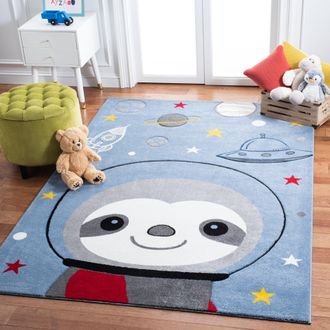 Safavieh Carousel Kids Machine Made Area Rug, Blue / Grey Kids Style Easy Care