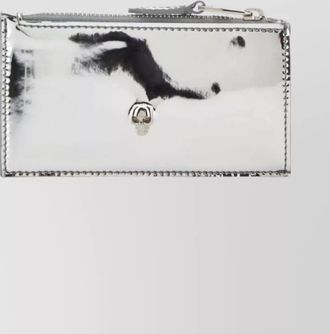 Alexander McQueen skull-embellished metallic-effect wallet