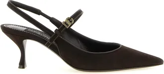 Dolce & Gabbana Brown Goatskin Mid Heel Womens Pumps