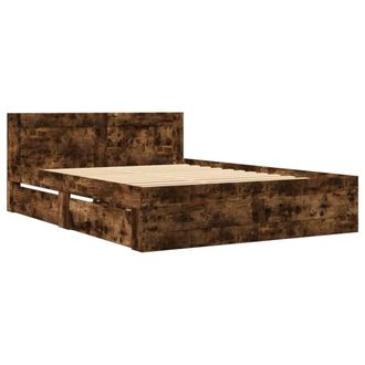 Berkfield Home Durable Bed Frame with Headboard without Mattress Smoked Oak 120x in Brown | Size: Small Double