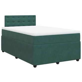 vidaXL Cama Box Spring Con Colch&oacute;n Terciopelo Verde Oscuro 120x200 Cm Vidaxl