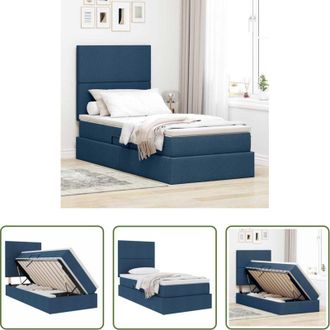 vidaXL vidaXL Letto con vano di stoccaggio - Letto con contenitore e materasso Blu 90 x 200 cm Poliestere