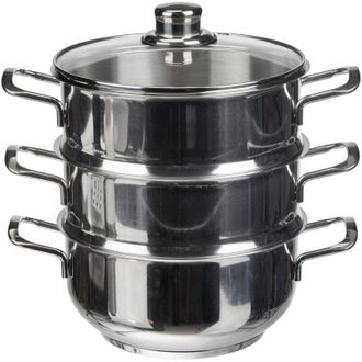 Excelsa Excelsa Cooking Tower Vaporiera a 3 Ripiani, Acciaio Inossidabile, Argento