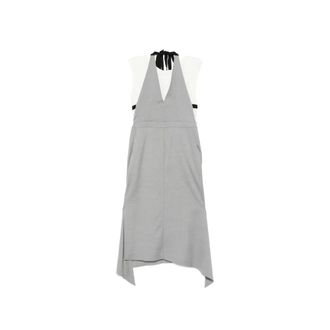 Tela Party Dresses, female, Gray, Size: 2XS V-neck Halterneck Side-Slit Dress
