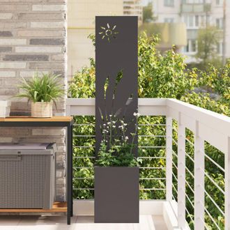 vidaXL Macetero De Jard&iacute;n Con Panel Decorativo Negro 32 X 140 Cm Vidaxl