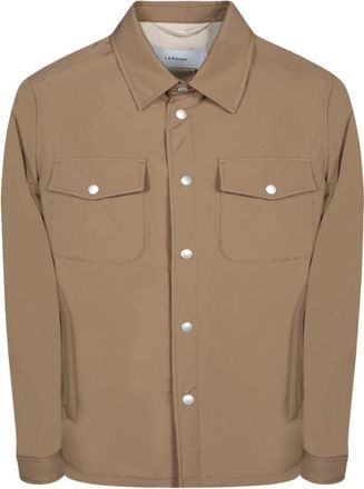 Lardini Gebrande Kleur Technische Stof Overshirt - Heren - Zomerjassen - Bruin - L - Jassen