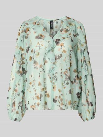 Marc Cain Bluse im Allover-Look mit Volants in Mint, Gr&ouml;&szlig;e 34