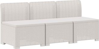 vidaXL Sof&aacute; De Jard&iacute;n De 3 Plazas Look Ratan Pp Blanco Vidaxl