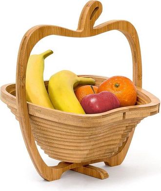 OEM Frutero Apple H X W X D: 30 X 27 X 14 Cm, Cesta De Frutas De Bamb&uacute;, Posavasos, Tabla De Cortar De Madera, Marr&oacute;n