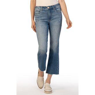 Kut from the Kloth Kelsey Fab Ab High Waist Raw Hem Ankle Flare Jeans in Perceptual W/me at Nordstrom Rack, Size 18 (Similar To 14W)
