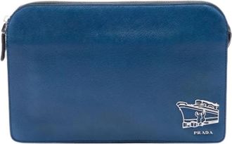 Prada Pre-owned Vintage Clutch - Dames - Vintage Clutch - Blauw - ONE Size - Leer - Vintage