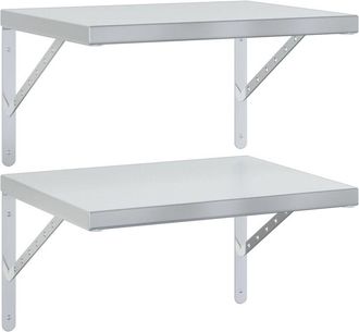 vidaXL Vidaxl - Estantes De Pared 2 Uds Acero Inoxidable Plateado 50x40 Cm