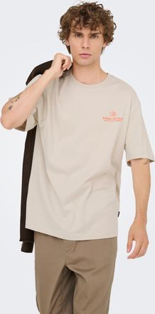 Only & Sons T-Shirt ONLY & SONS ONSFRANK RLX SS TEE NOOS, Herren, Gr. XXL, silber lining print:rosa palido, Jersey, Obermaterial: 100% Baumwolle, bedruckt, relaxe