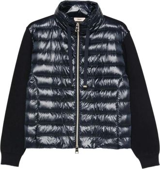 Herno Winter Jackets, female, Blue, Size: XS Short High-Neck Down Jacket