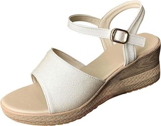 Generic Beige Womens Roman Inspired Thick-Soled Sandals with Round Toe, Perfect for Casual Spring Wear