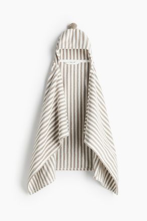 H&M Badehandtuch mit Kapuze - Helles Taupe/Gestreift