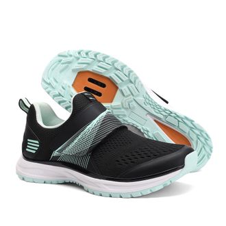 Generic Women Comfortable Spinning Cycling Shoes - Unisex Breathable Indoor Outdoor Mountain Bike Cycling Shoes Compatible SPD (Black and Green,6.5)