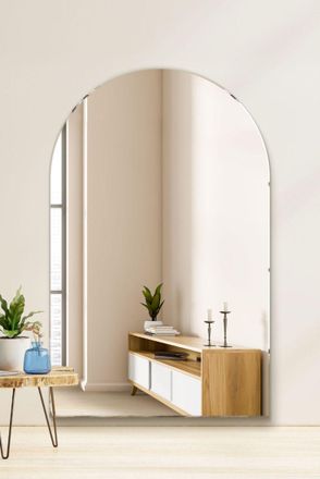 MirrorOutlet Frameless Arched Leaner / Wall Mirror 74 X 47 (190CM X 120CM) in Silver | Size: 1 Pack