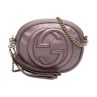 Gucci Pre-owned Metallic Leather Round Crossbody Bag with Tassel - Dames - Pre-owned - Roze - Maat: ONE Size Leer
