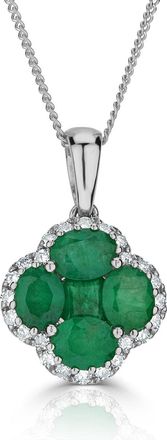 The Diamond Store Emerald 1.04ct and Diamond 18K White Gold Alegria Pendant
