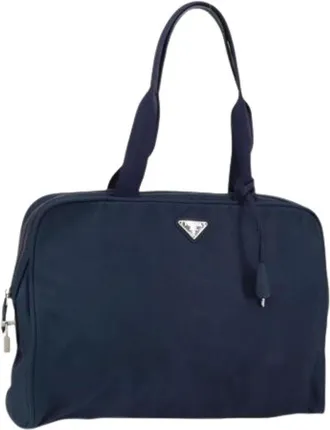 Prada Pre-owned Weekend Bags, female, Blue, Size: ONE SIZE Pre-owned Vintage Nylon Weekend Bag