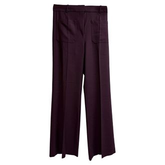 Victoria Beckham Alina High-Rise Trousers in Burgundy Polyester