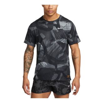 Nike Dri-Fit Miler Camouflage Running T-Shirt Black Grey FD4053-010