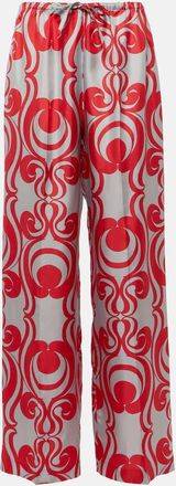 Dries Van Noten Printed silk wide-leg pants