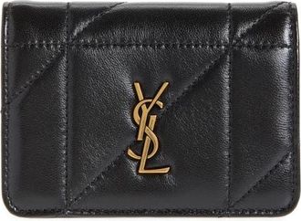 Saint Laurent Jamie Carr&eacute; Rive Gauche Matelass&eacute; Leather Bifold Card Case in Noir at Nordstrom