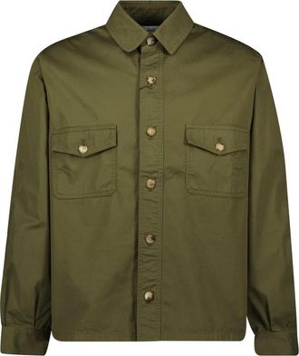 Saint Laurent Cotton Overshirt - Heren - Zomerjassen - Groen - L - Katoen - Jassen