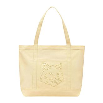 Maison Kitsun&eacute; Borsa Tote Large Fox Head - - Bags - unisex - Giallo - ONE SIZE